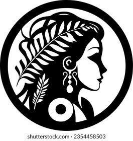 Boho - Black and White Isolated Icon - Vector illustration