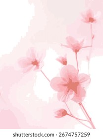 Boho Bloom Gradient, Blue to dusk pink gradient, transparent abstract flowers spread, and a subtle linen texture.