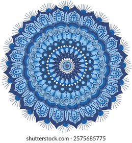 boho blue round mandala design