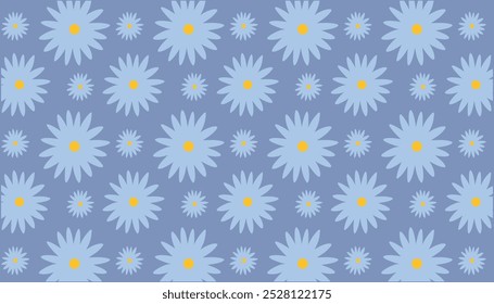 Boho azul padrão sem costura, ilustração vetorial botânica flores isoladas em um fundo colorido.