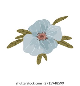 Colección botánica boho con flores y hojas estilizadas, Ilustración vectorial dibujada a mano. Elementos florales minimalistas en estilo escandinavo aislados sobre fondo blanco para el diseño