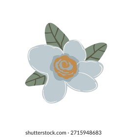 Boho botanical collection with stylized flowers and leaves, hand drawn vector illustration. Minimalist floral elements in scandinavian style isolated on white background for design