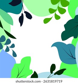 Boho botanical leaves abstract shapes frame background