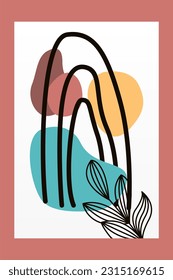 Boho Botanical Leaves Wall Art. Botanical Boho Shapes Wall Decor. Printable Boho Home Decor