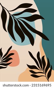 Boho Botanical Leaves Wall Art. Botanical Boho Shapes Wall Decor. Printable Boho Home Decor