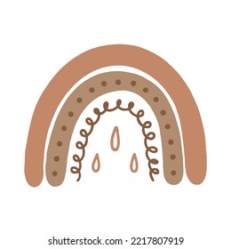 Arcoiris marrón boho. Para la decoración de las habitaciones para niños y las vacaciones. Vector moderno