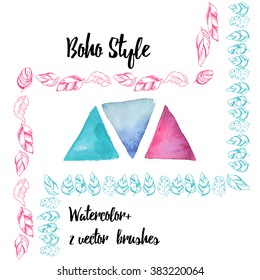 Boho brushes and vatercolor trianges 