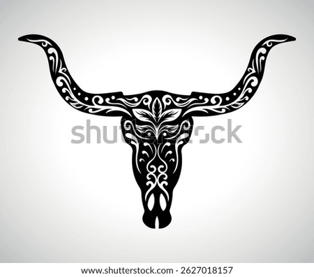 Boho Bull Skull Vector Illustration with Tribal Ornaments