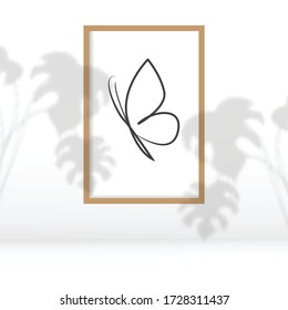 
Impresión continua de línea de mariposa Boho, afiche minimalista, arte imprimible de guardería, sombra moderna, marco,