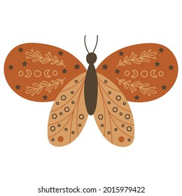 Boho Butterfly Design Element. Vector illustration.