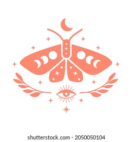 boho butterfly with evil eye stars and moon