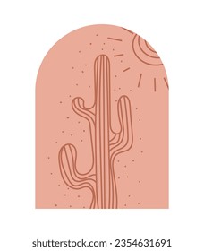 Boho Cactus Logos in Trendy Minimal Liner Style
