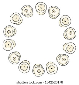 Boho candles doodles in wreath composition. Vector illustration isolated on white background