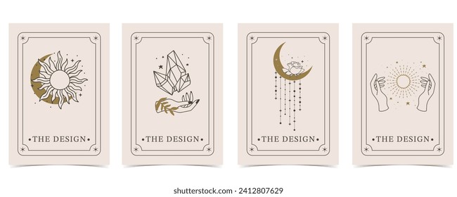boho card tarot for a4 vertical illustration design