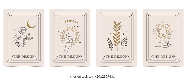 tarot de tarjeta boho para el diseño de ilustración vertical a4