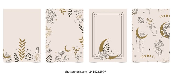 boho card tarot for a4 vertical illustration design