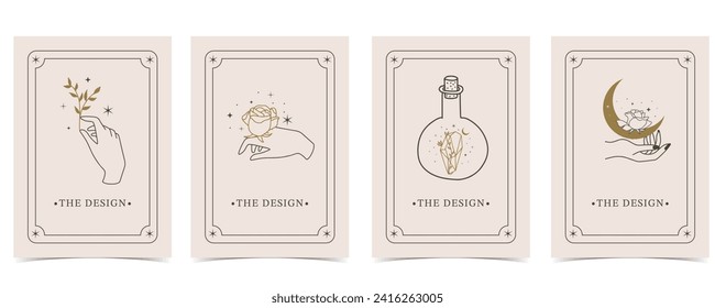boho card tarot for a4 vertical illustration design