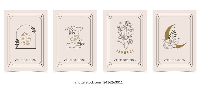 boho card tarot for a4 vertical illustration design