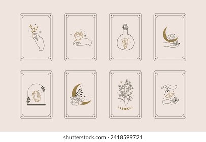 tarot de tarjeta boho para el diseño de ilustración vertical a4