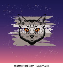 boho cat in the style of tattoo 