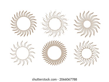 Boho celestial sun set vector illustration