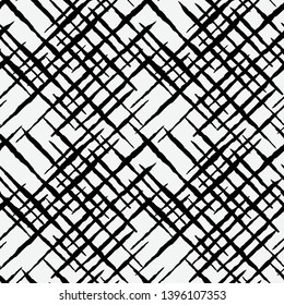 Boho Check Hand Drawn Ink Seamless Pattern