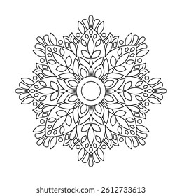 Boho Chic Circular Mandala for Coloring Book Page