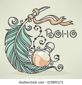 		Boho chic, hand drawn background
