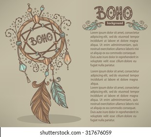 Boho chic, hand drawn background