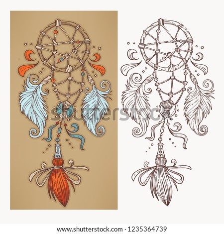 Boho chic, hand drawn shaman doodle background for your coloring book