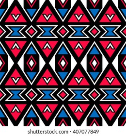 Boho chic seamless pattern with Aztec motives. Folk style abstract background template for textile, phone cover, wrapping, gift cards, invitations, etc.