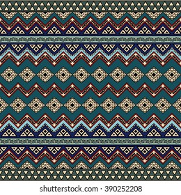 Boho chic seamless pattern with ethnic aztec motives. Abstract hand drawn wallpaper in modern folklore style.