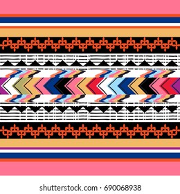 Boho chic seamless pattern with Ethnic and tribal motifs. Vector illustration.