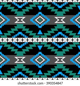 Boho chic style abstract seamless pattern. Abstract wallpaper with ethnic aztec motives. Black background.