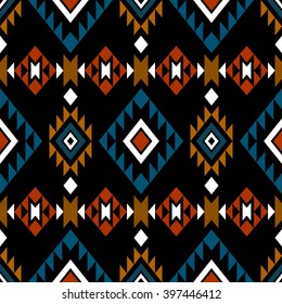 Boho chic style wallpaper. Seamless pattern with ethnic aztec ornament.
