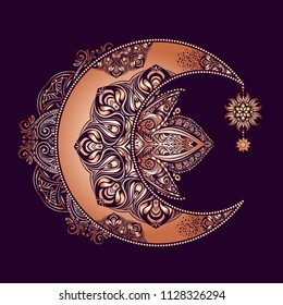 Boho Chic Tattoo Design Golden Crescent Stock Vector Royalty Free