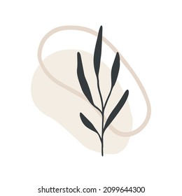 boho chic tropical hand drawn abstract illustrations and clipart elements for graphic design. plants snakes, shapes and nature doodles in simple terracotta style. trendy contemporary art graphics