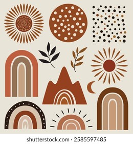 Boho Chic Vector Clip Art Collection – Stylish and Trendy Design Elements