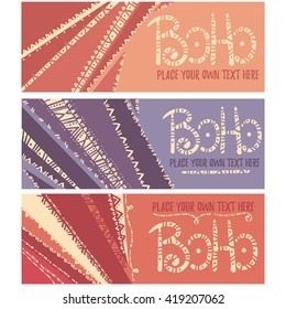 boho chic, vector hand drawn banners and templates