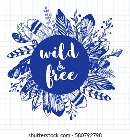 Boho chic Vector image Tribal design Tattoo ornament