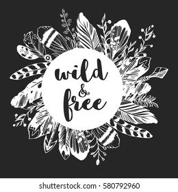 Boho chic Vector image Tribal design Tattoo ornament