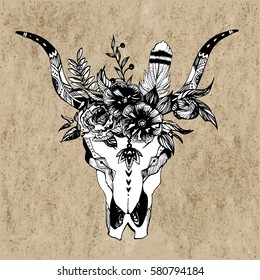 Boho chic Vector image Tribal design Tattoo ornament