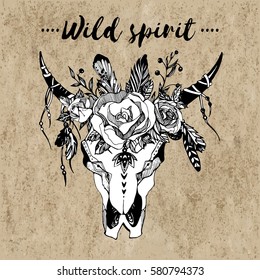 Boho chic Vector image Tribal design Tattoo ornament