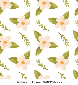 Boho chic, wildflower, garden bloom, vintage country cottagecore style. Delicate summer flowers seamless pattern. Pastoral, country, rustic. Vector illustration for wallpaper, wrapping, background.