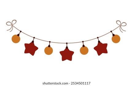 Boho Natal guirlanda clipart. Elemento festivo de Natal. Ilustração vetorial em estilo plano	