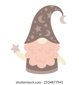 Boho Christmas gnome clipart. Cute festive character. Hand draw vector illustration in flat style	
