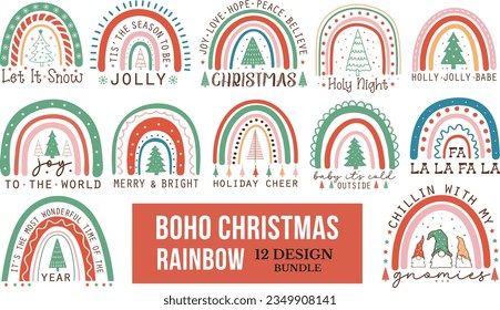 Boho Christmas Rainbow SVG Bundle
 svg