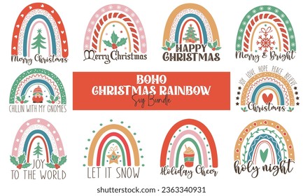 Boho Christmas Rainbow SVG Bundle svg