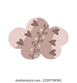 Boho cloud in a naive children's style. Autumn colored illustration. Cloud in warm pastel colors. Clipart for the design of greeting cards, invitations, prints, stickers and patterns.