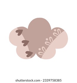 Boho Cloud in einem naiven Kinderstil. Herbstfarbene Illustration. Wolke in warmen Pastellfarben. Videokunst für die Gestaltung von Grußkarten, Einladungen, Drucke, Aufklebern und Mustern.
